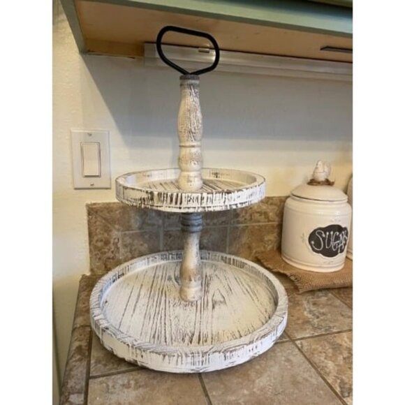 Tiered Tray Cupcake Stand 2 Tier Tray Stand Serving Cakes Tray Decorative Trays - Picture 1 of 1